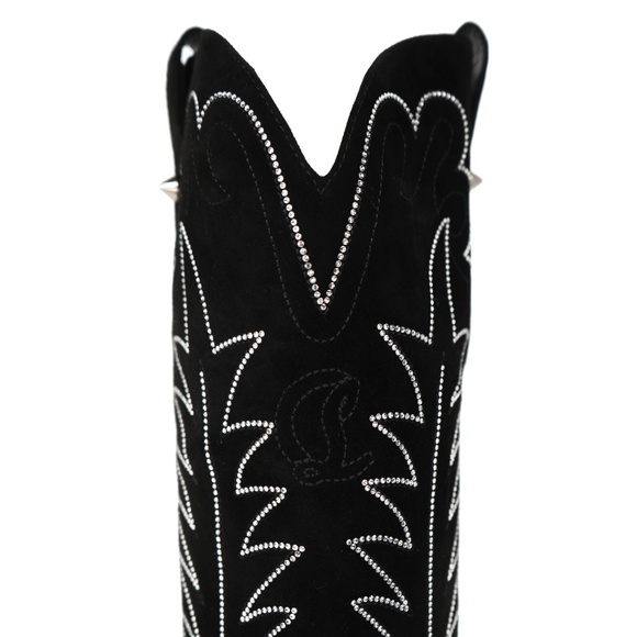 Christian Louboutin Boots Santia Botta Strass 85 Black Suede Size 39.5 US New - Picture 8 of 9